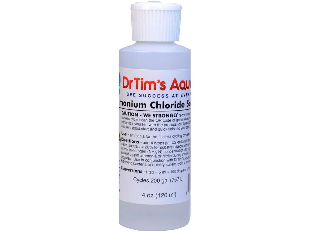 Dr. Tim's Aquatics Ammonium Chloride Solution for Fishless Cycling 1ea/4 fl oz Aquarium Additives Dr. Tim's