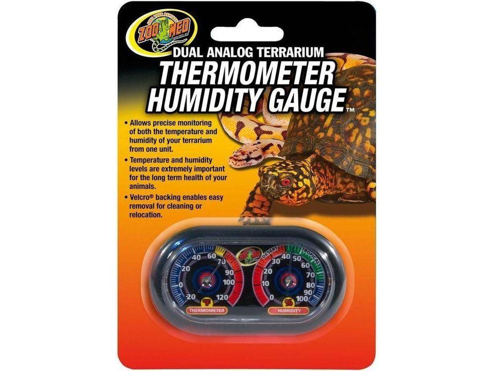 Zoo Med Dual Analog Terrarium Thermometer Humidity Gauge Dubia