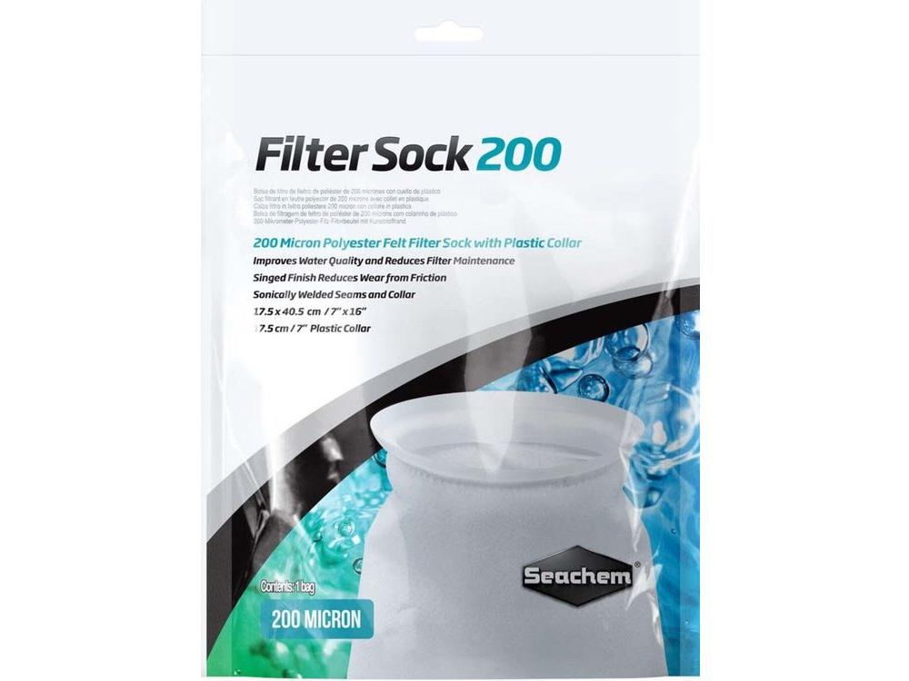 Seachem Laboratories Welded Filter Sock with Plastic Collar White 1ea/7 In X 16 in, Large (200 micron) Fish Supplies Seachem