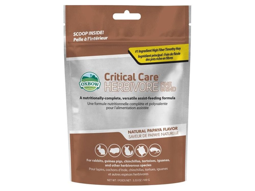Oxbow Animal Health Critical Care Herbivore Fine Grind Feeding Formula 100g, Papaya, 1ea/3.53 oz