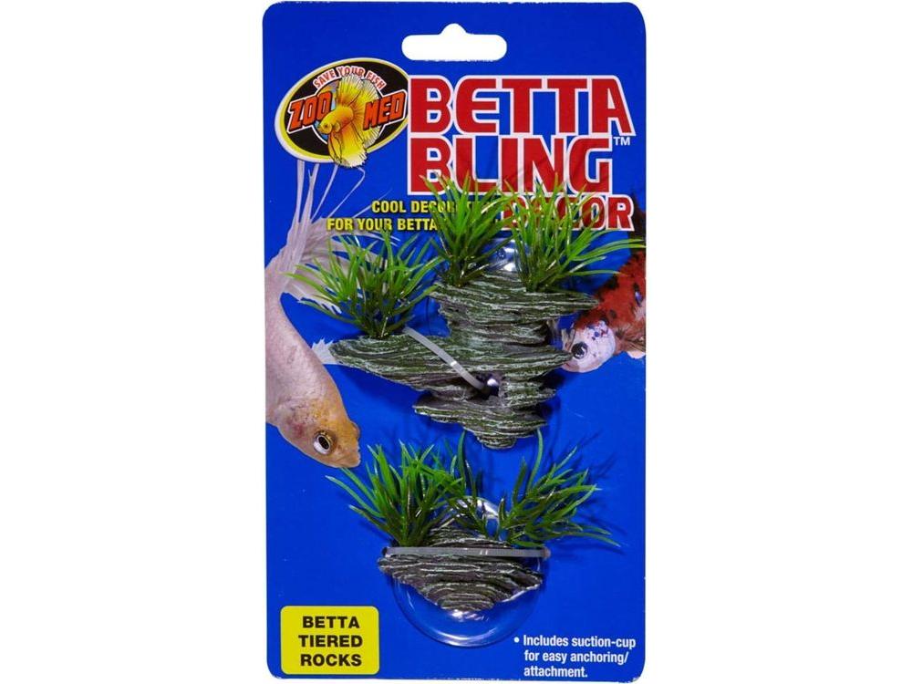 Zoo Med Betta Bling Tiered Rocks Green, Grey, 1ea Aquatic Decor Zoo Med Aquatic