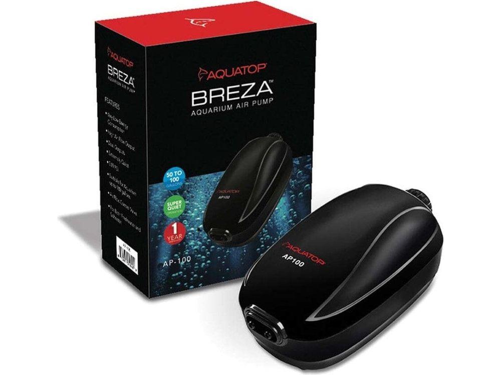 Aquatop BREZA AP-100 Aquarium Air Pump with Flow control Knob 50-100gal Black 1ea Fish Supplies Aquatop