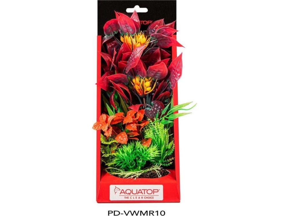 Aquatop Vibrant Wild Plant Mixed Red, 10 in Aquatic Decor Aquatop