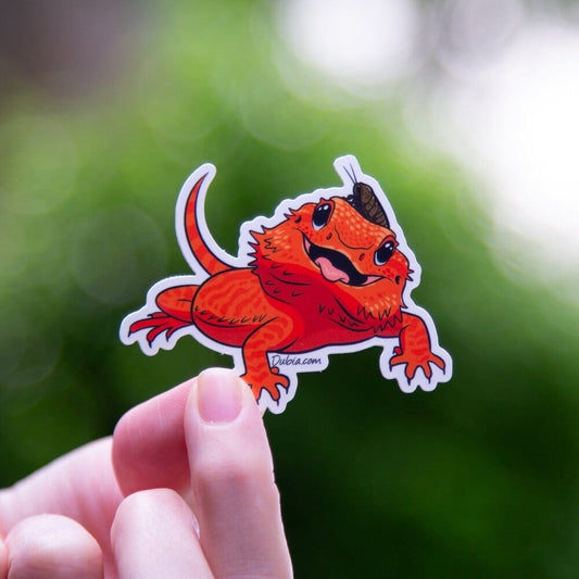 Red Beardie Open Mouth Sticker Sticker Dubia.com Die-Cut 