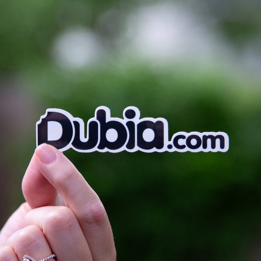 Dubia.com Sticker White w/ Black letters
