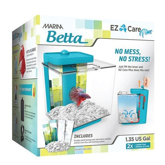 Marina 1.3gal EZCare Betta Aquarium, Blue EZ Care Plus