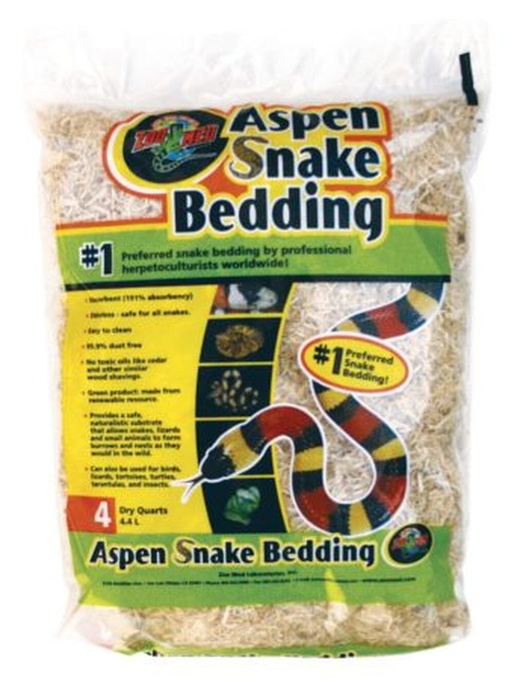 Zoo Med Aspen Snake Bedding, 4qt Zoo Med