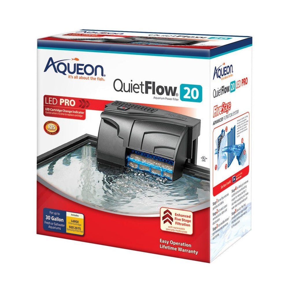 Aqueon QuietFlow LED PRO Aquarium Power Filter Size 20 Filter & Accessories Aqueon