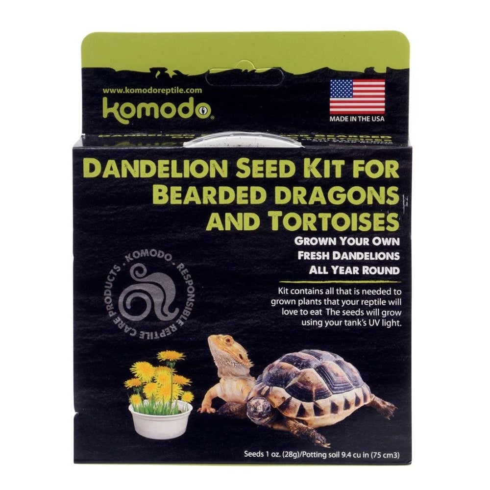 Komodo Grow Your Own Dandelion Seed Kit for Bearded Dragon & Tortoise 6.5 in Komodo