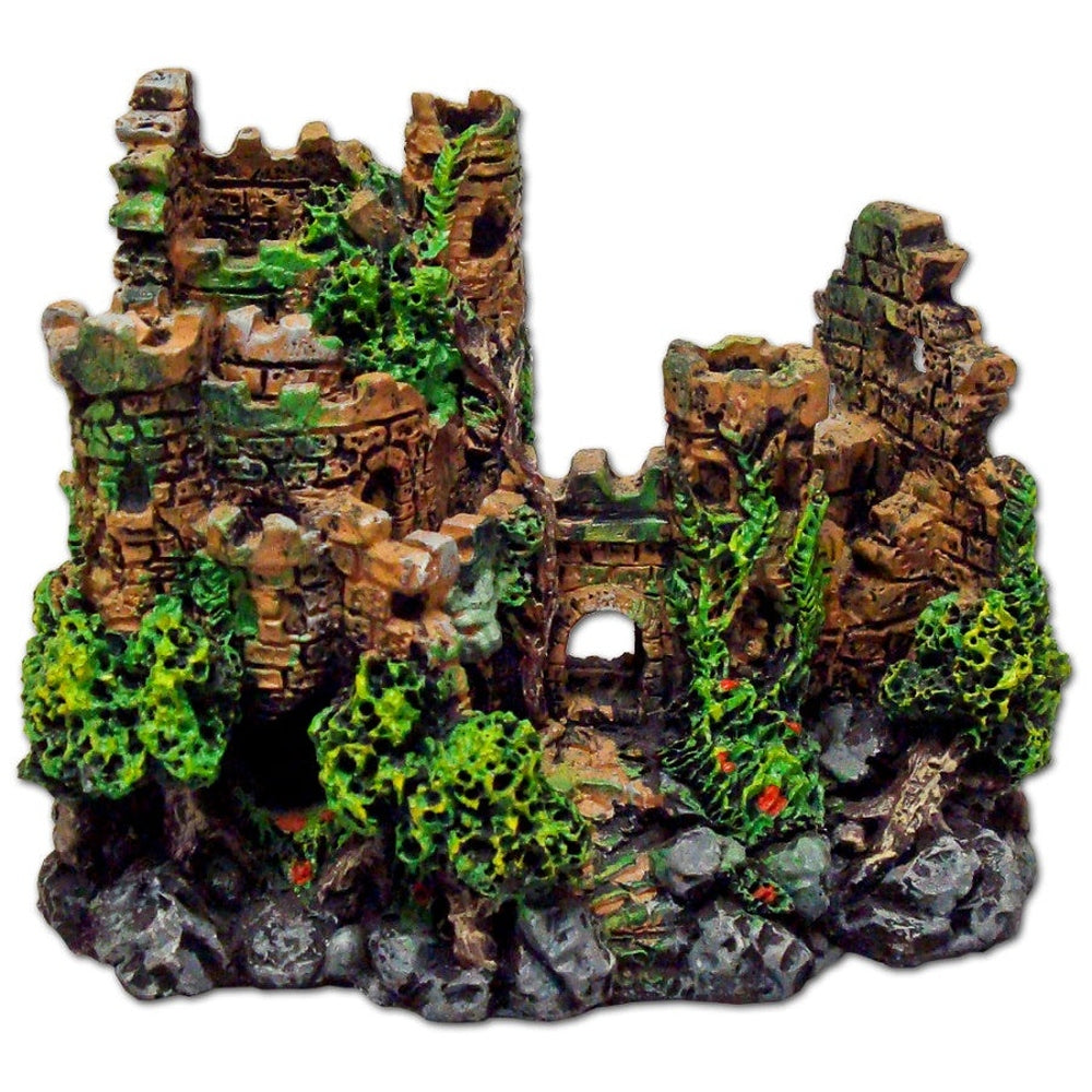 Blue Ribbon Pet Products Exotic Environments Forgotten Ruins Crumbling Castle Aquarium Ornament Brown, Green, Grey 1ea/3.25 in