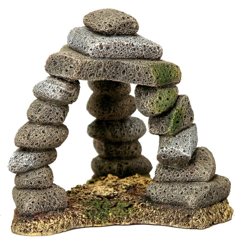 Blue Ribbon Pet Products Exotic Environments Triple Pebble Archway Aquarium Ornament Grey 1ea/7.75 in