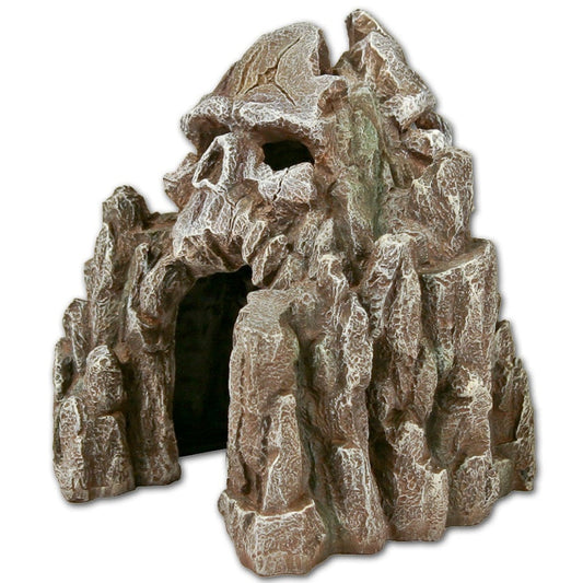 Blue Ribbon Pet Products Exotic Environments Skull Mountain Aquarium Ornament Grey 1ea/5.9 in, Small