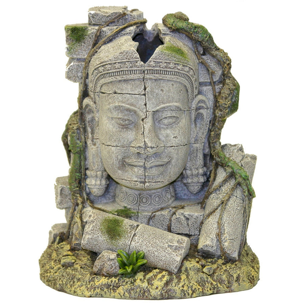 Blue Ribbon Pet Products Exotic Environment Ancient Stone Head Ruin Bubbler Aquarium Statue Grey 1ea/7 in