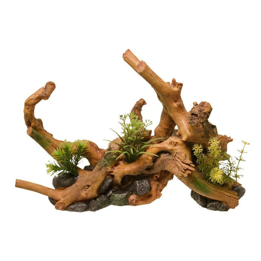 Blue Ribbon Pet Products Exotic Environments Centerpiece Driftwood with Plants Brown, Green 1ea/8.3 in, Large Animals & Pet Supplies > Pet Supplies > Fish Supplies Blue Ribbon 