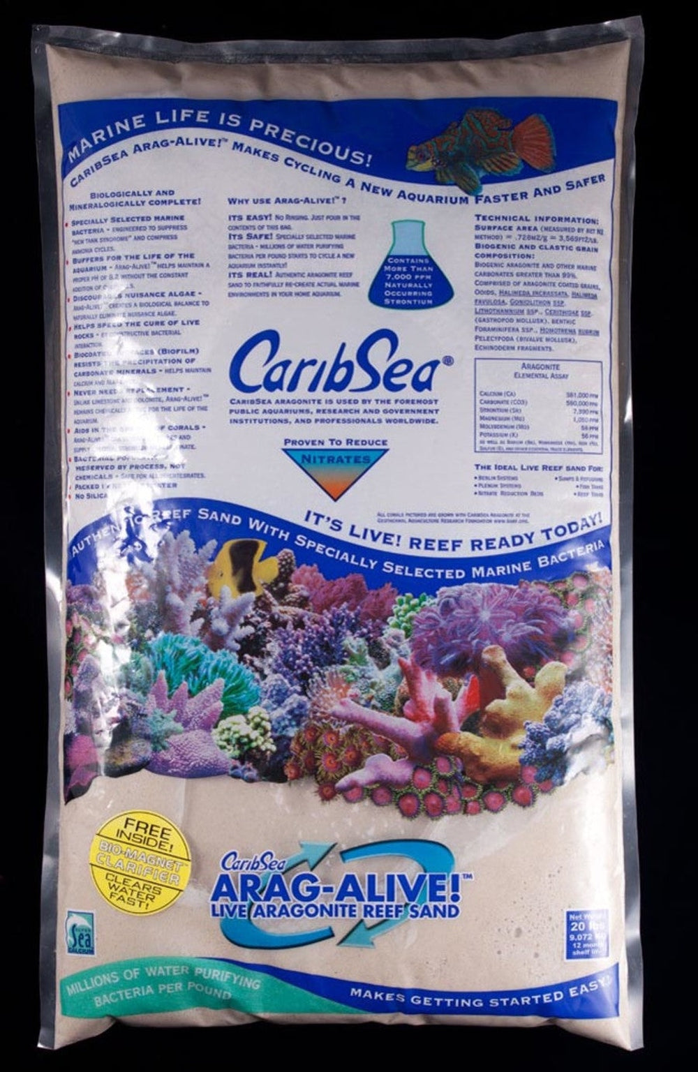 CRS Sand Live Bahama Oolite 20# CaribSea, Arag-Alive Sand