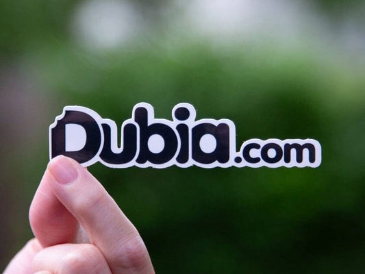 Dubia.com Sticker White w/ Black letters