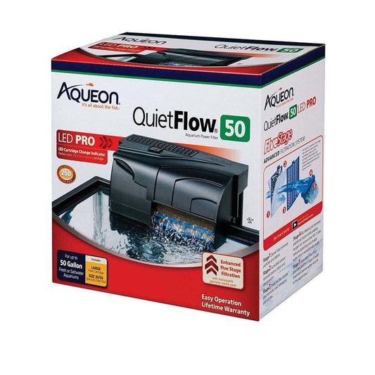 Aqueon QuietFlow LED PRO Aquarium Power Filter Size 50 Filter & Accessories Aqueon