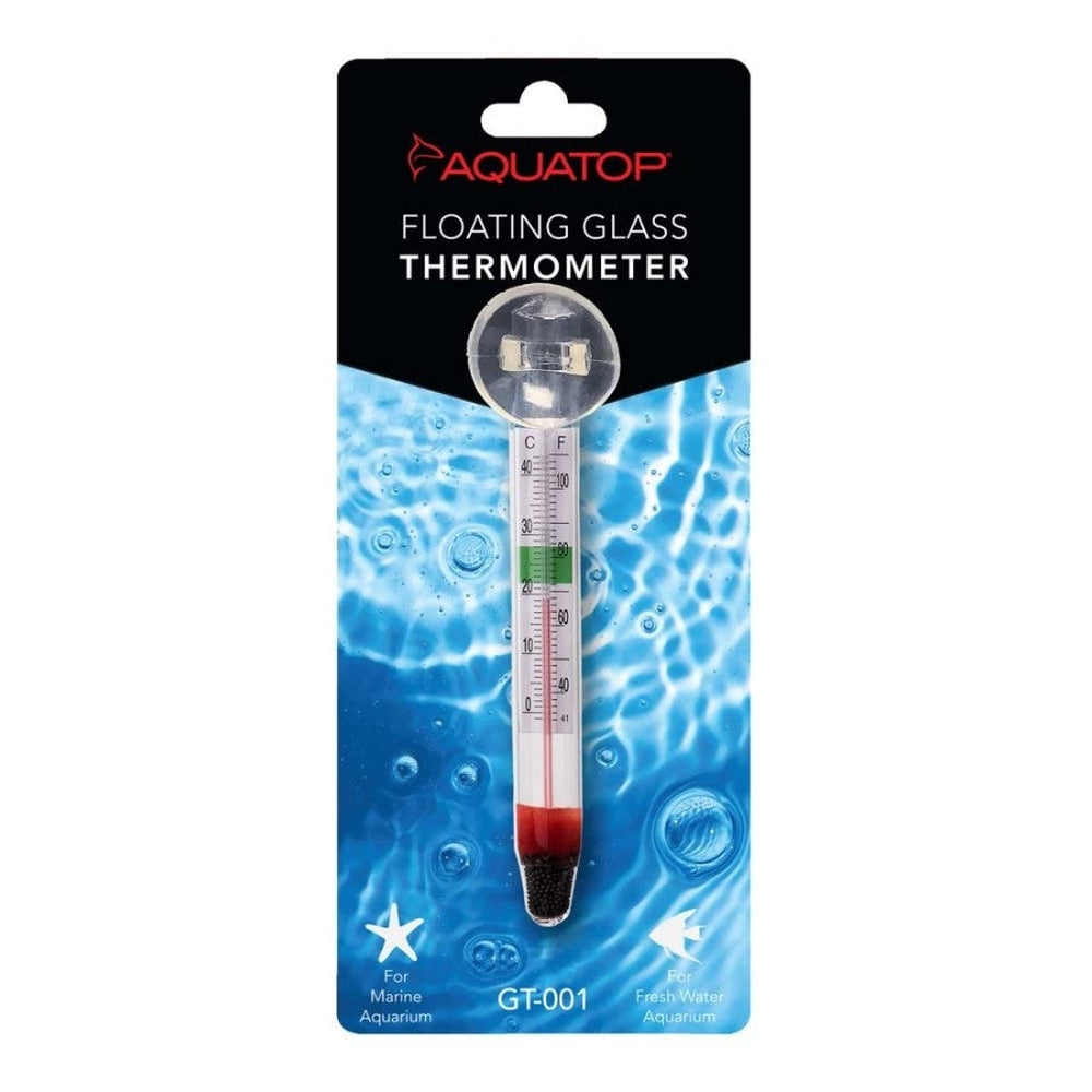 Aquatop Floating Glass Aquarium Thermometer with Suction Cup Mount Clear 1ea