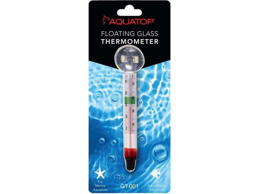 Aquatop Floating Glass Aquarium Thermometer with Suction Cup Mount Clear 1ea Fish Supplies Aquatop
