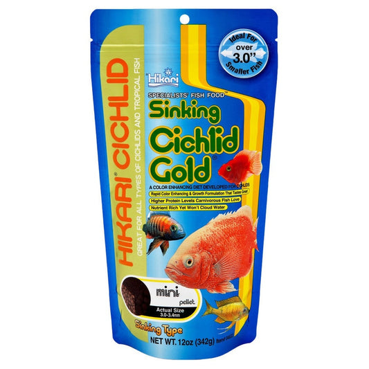 Hikari Cichlid Mini Gold Sinking Pellets Fish Food 12oz Aquatic Diet Hikari