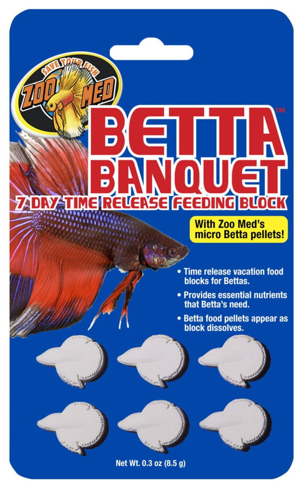 Zoo Med Betta Banquet 7 Day Release Fish Feeding Block 1ea/0.3 oz fish food Zoo Med Aquatic