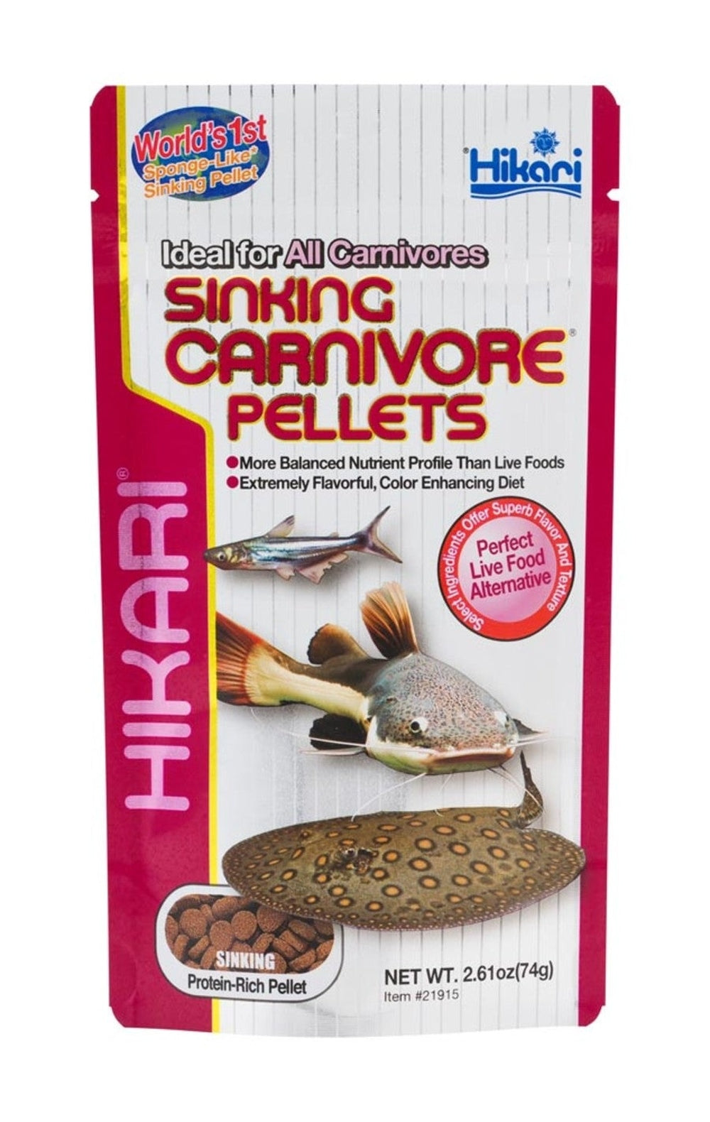 Hikari Sinking Carnivore Pellets Fish Food 2.61 oz Aquatic Diet Hikari