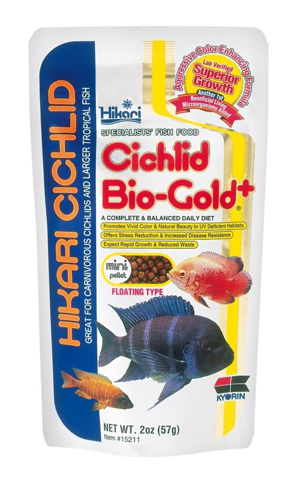 Hikari Cichlid BioGold+ Mini Pellet Fish Food 2 oz Aquatic Diet Hikari