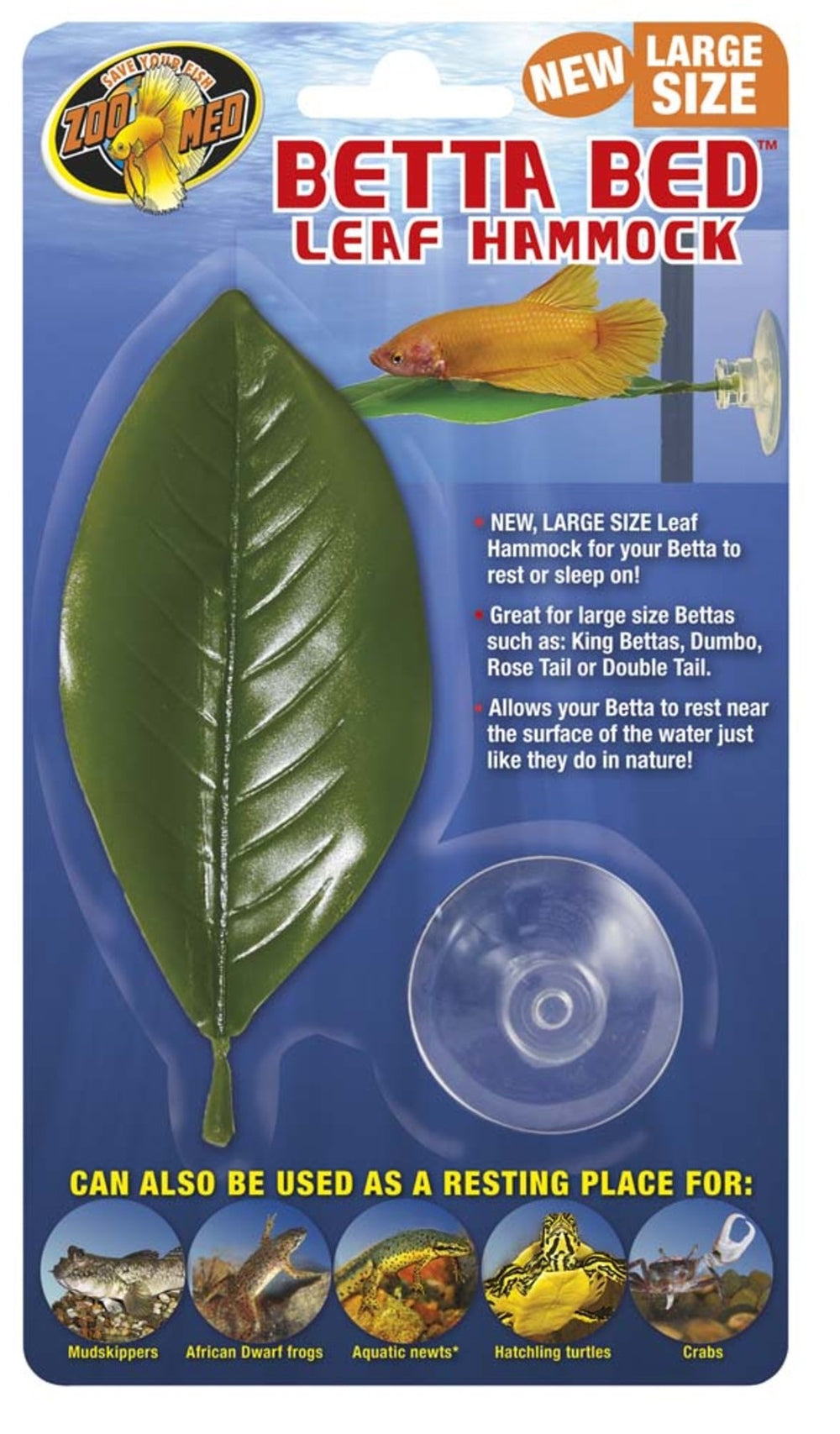 Zoo Med Betta Bed Leaf Hammock Green, 1ea/LG Aquatic Decor Zoo Med Aquatic