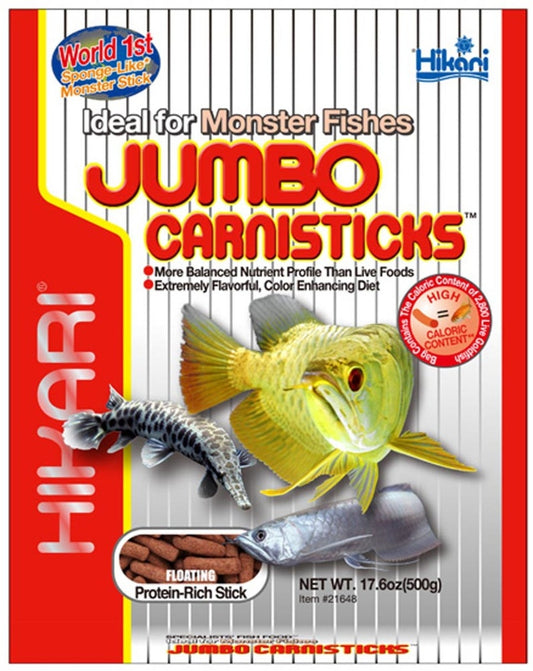 Hikari Jumbo CarniSticks Floating Fish Food 17.6oz Aquatic Diet Hikari