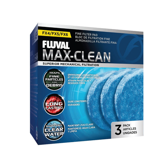 Fluval Max-Clean Fine Filter Pad, FX4/FX5/FX6, 3pk Fish Supplies Fluval