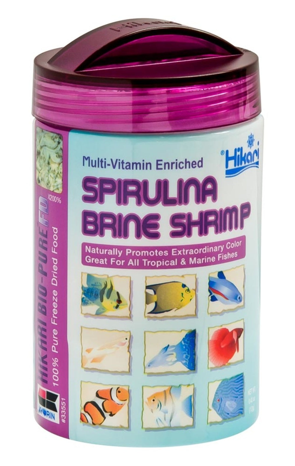 Hikari Bio-Pure Spirulina Brine Shrimp Freeze Dried Fish Food 0.42 oz Aquatic Diet Hikari