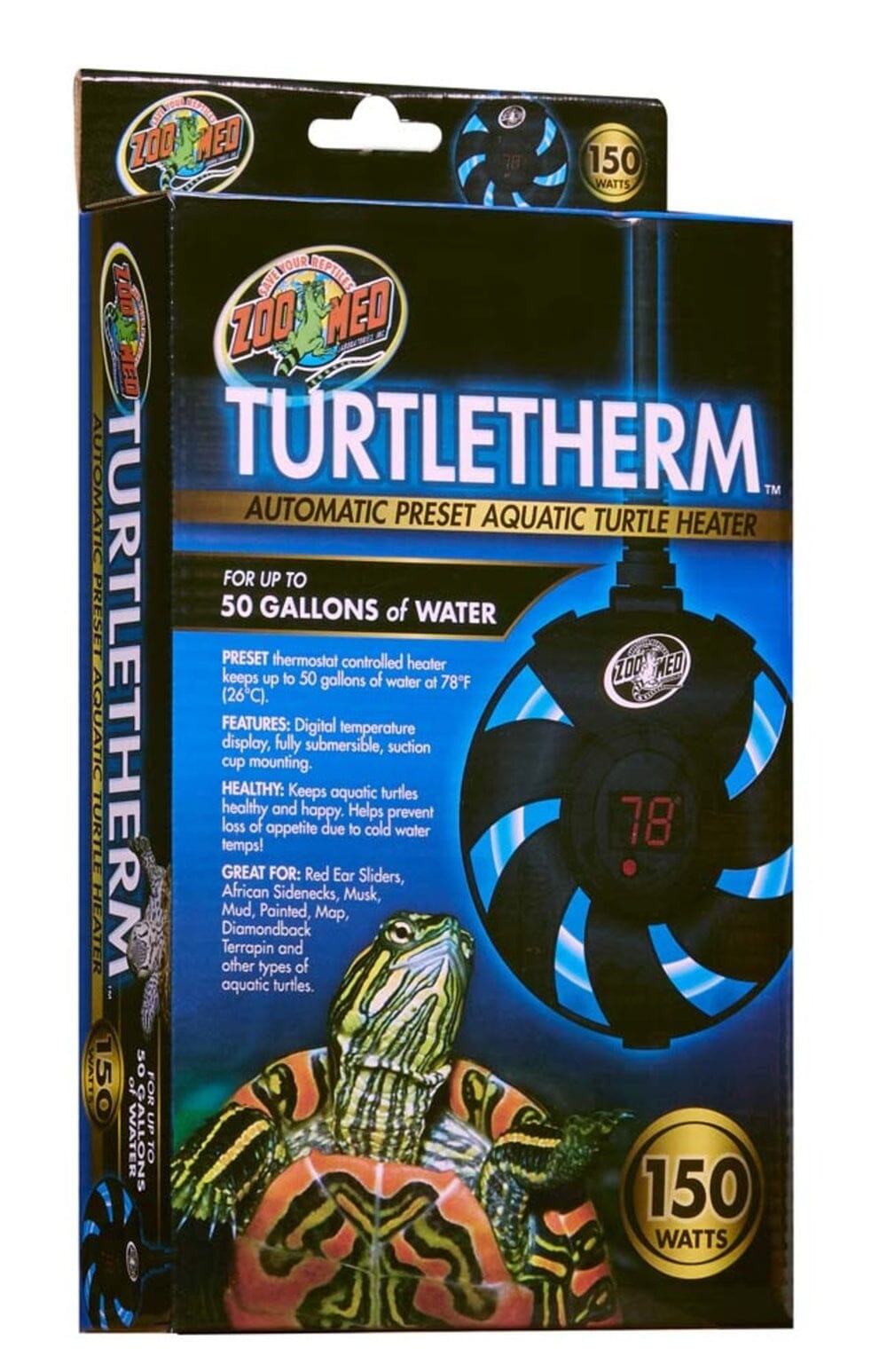 Zoo Med Turtletherm Automatic Preset Aquatic Turtle Heater 1ea/150 W turtle supplies Zoo Med Aquatic 