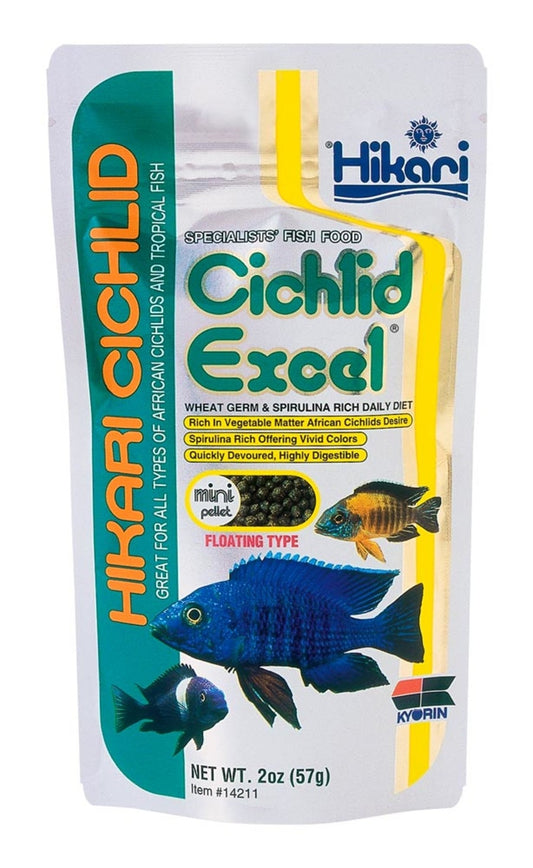 Hikari Cichlid Mini Excel Pellets Fish Food 2 oz Aquatic Diet Hikari