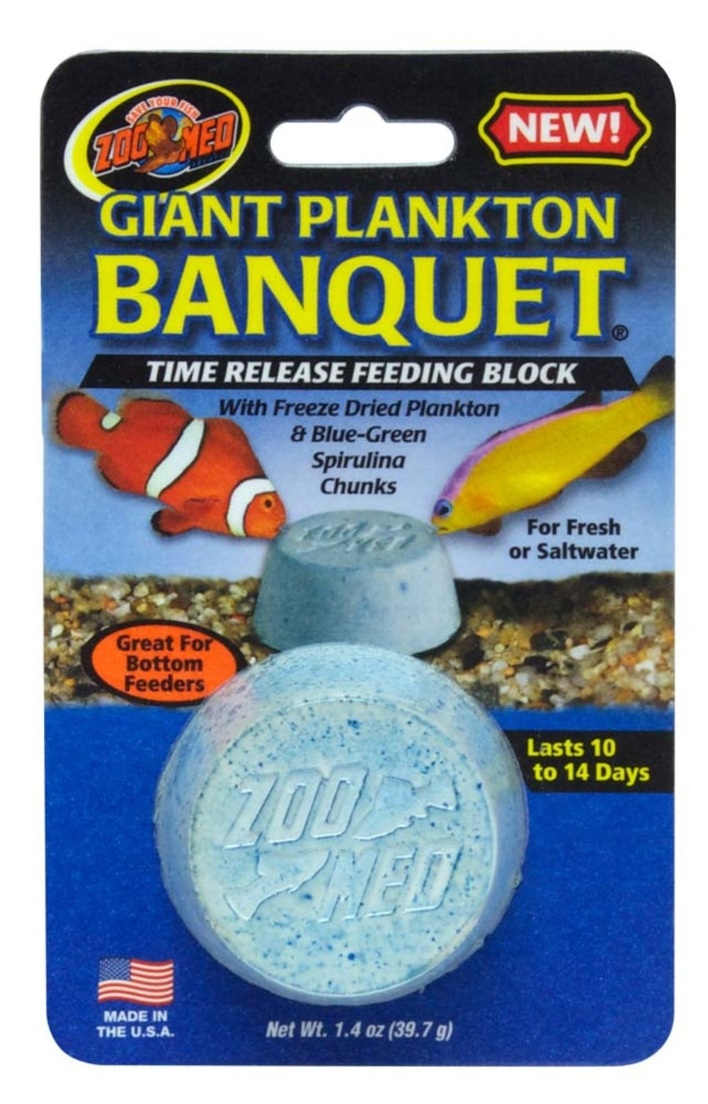 Zoo Med Plankton Banquet Fish Feeding Block 1ea/1.4 oz, Giant fish food Zoo Med Aquatic