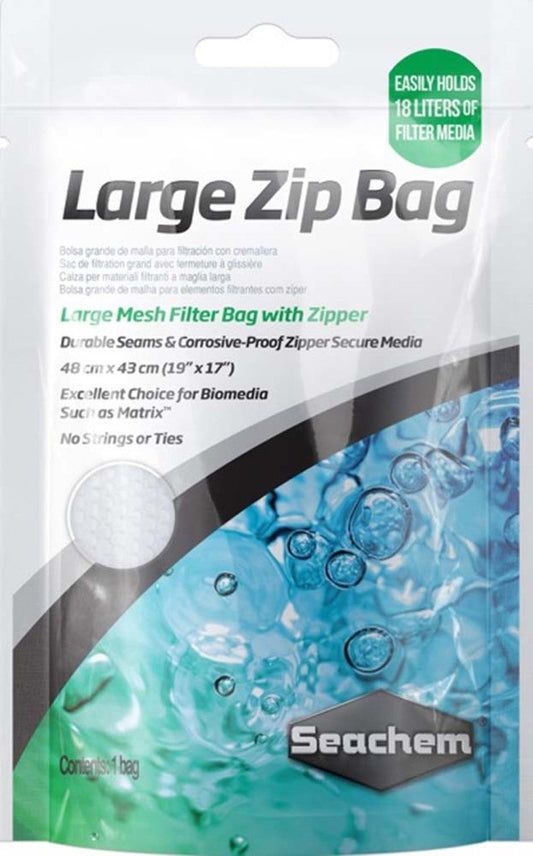 Seachem Laboratories Mesh Filter Bag with Zipper White 1ea/19 In X 17 in, Large-Mesh Fish Supplies Seachem