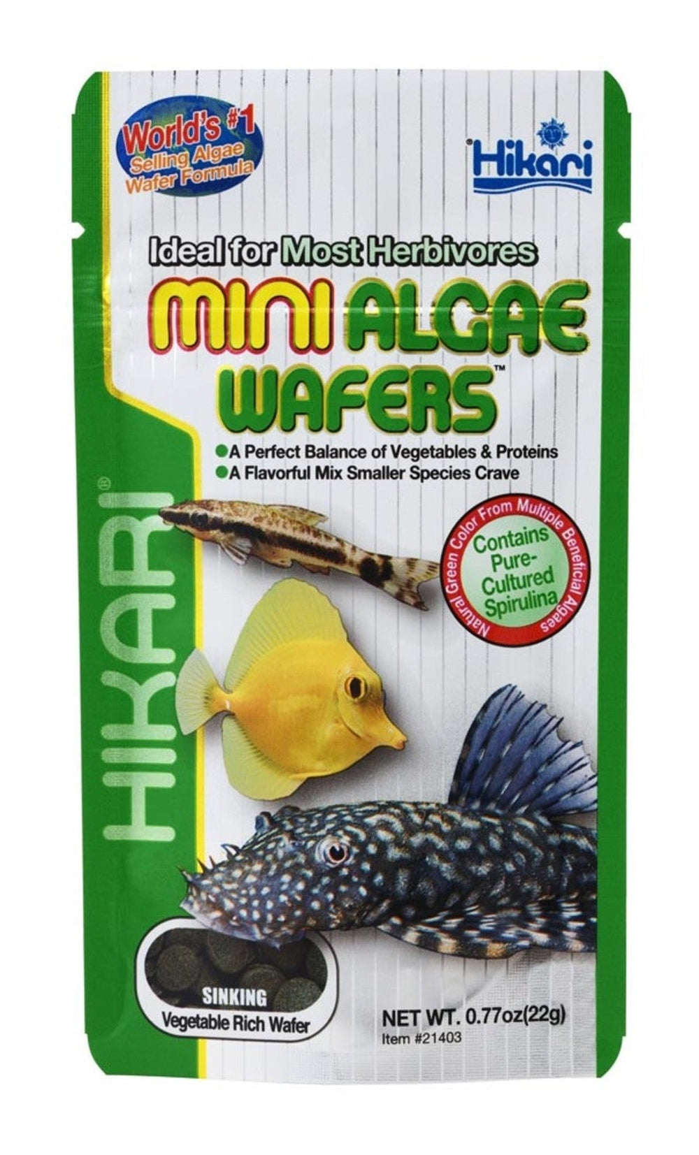 Hikari Mini Algae Wafers Sinking Wafer Fish Food 0.77 oz Aquatic Diet Hikari