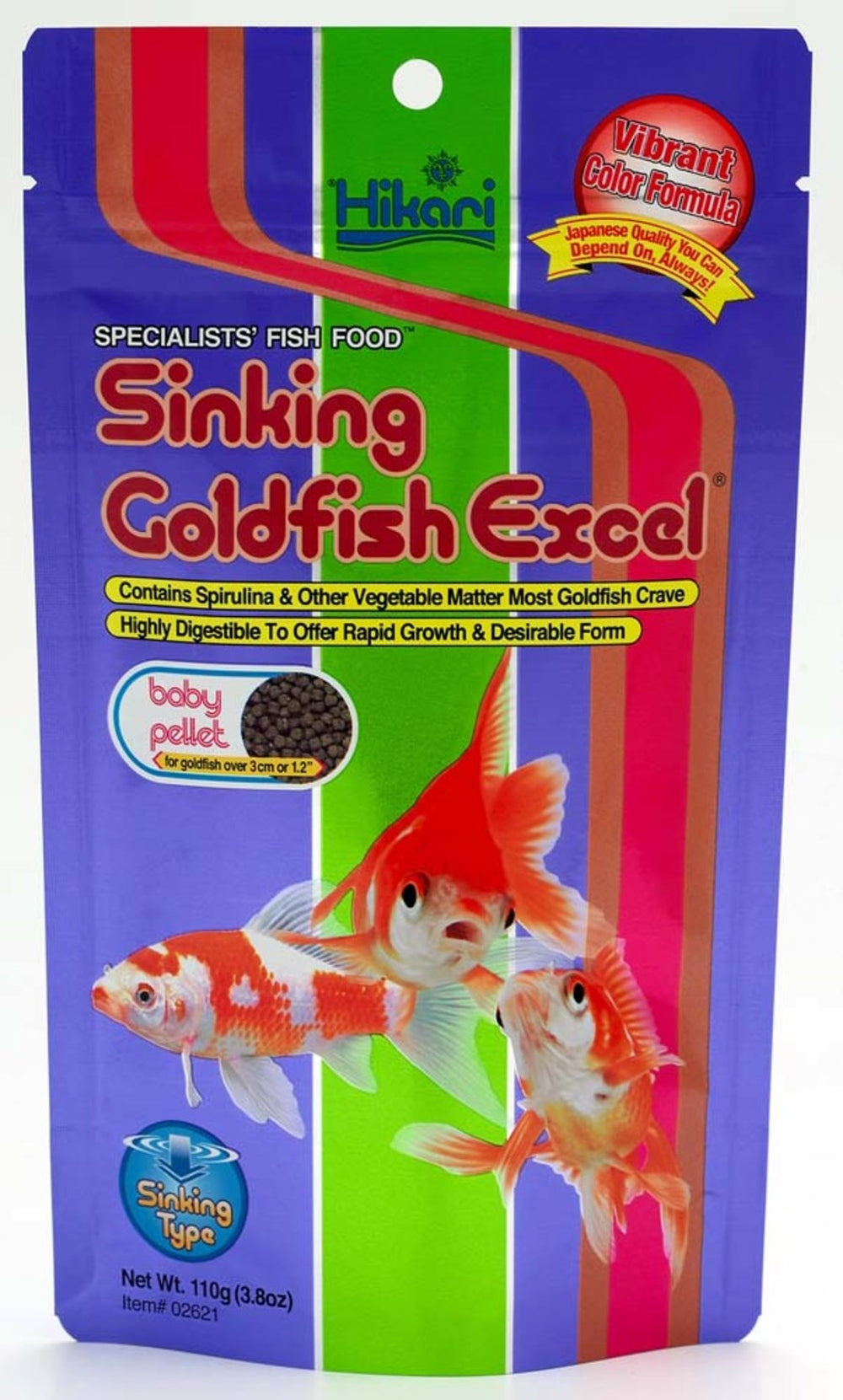 Hikari Sinking Goldfish Excel Pellets Fish Food 3.8 oz, Baby Aquatic Diet Hikari