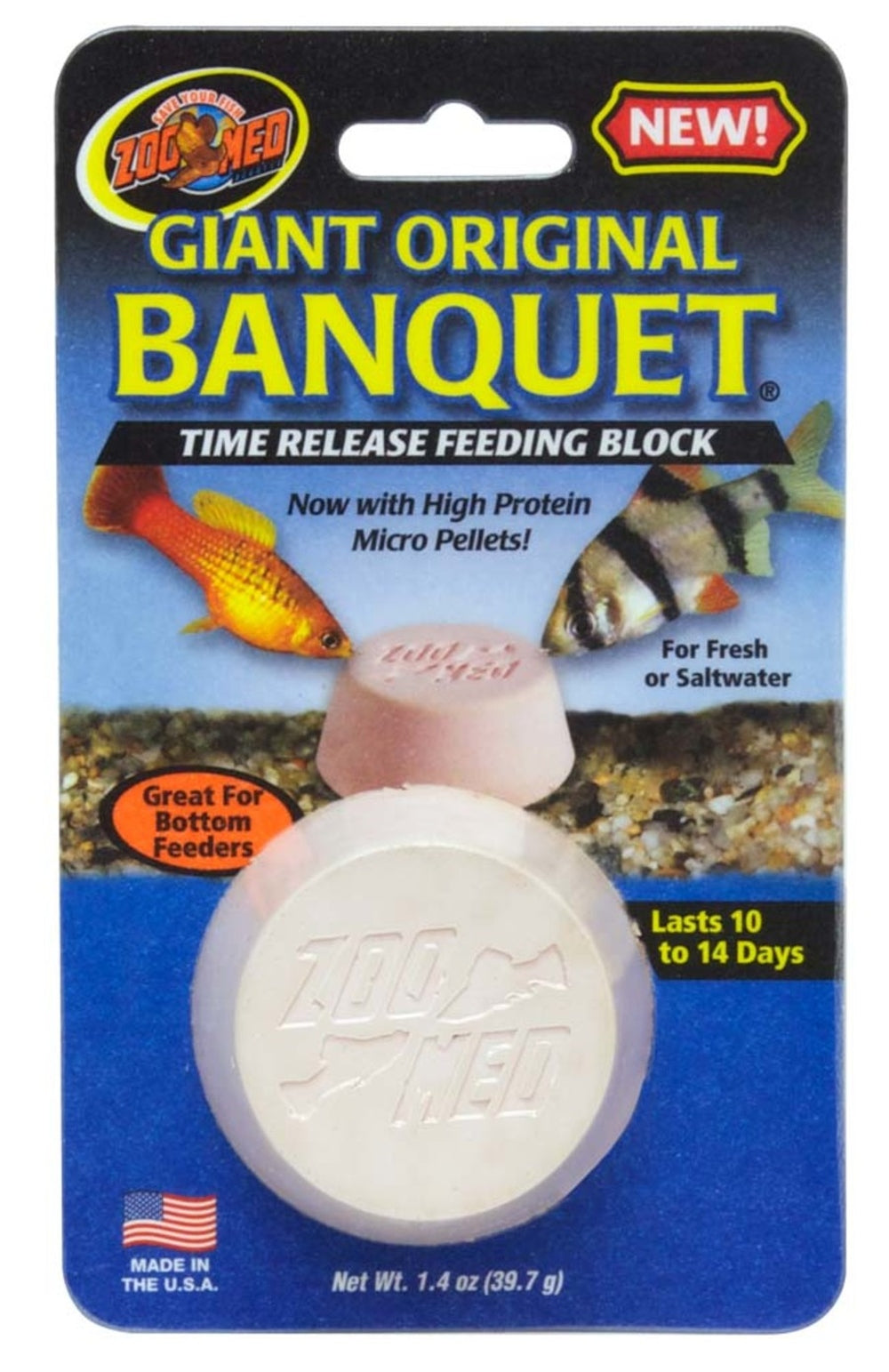 Zoo Med Original Banquet Fish Feeding Block 1ea/1.4 oz, Giant fish food Zoo Med Aquatic