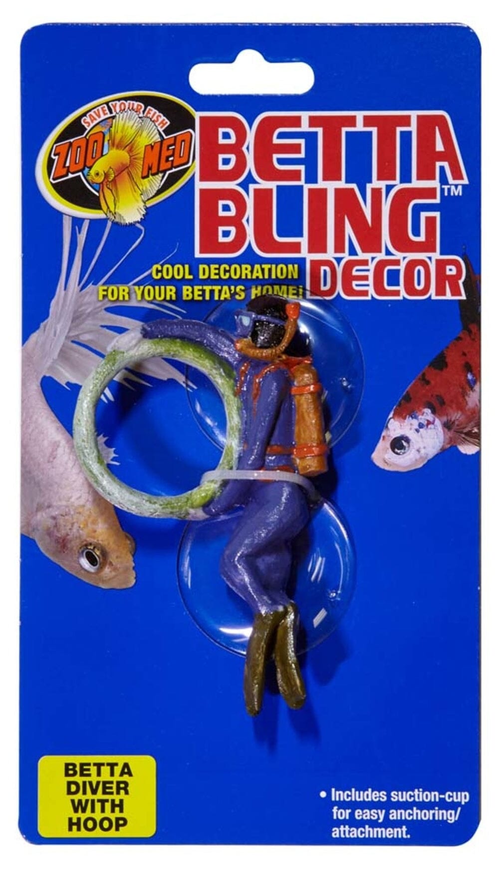 Zoo Med Betta Bling Diver Aquarium Ornament with Hoop Multi-Color, 1ea Aquatic Decor Zoo Med Aquatic