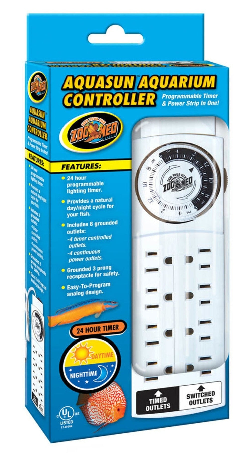 Zoo Med AquaSun Aquarium Controller Timer and Power Strip White, 1ea Fish Supplies Zoo Med Aquatic