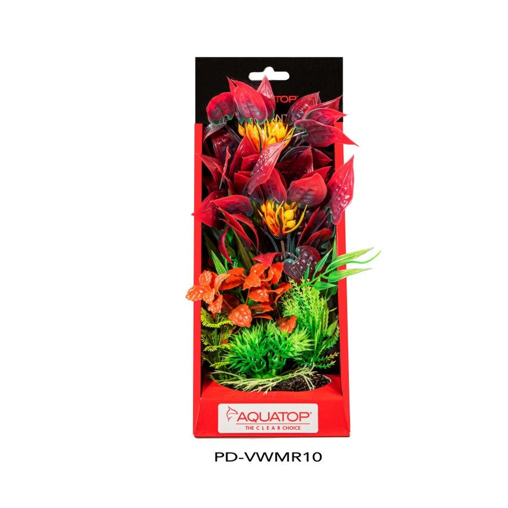 Aquatop Vibrant Wild Plant Mixed Red, 10 in Aquatic Decor Aquatop