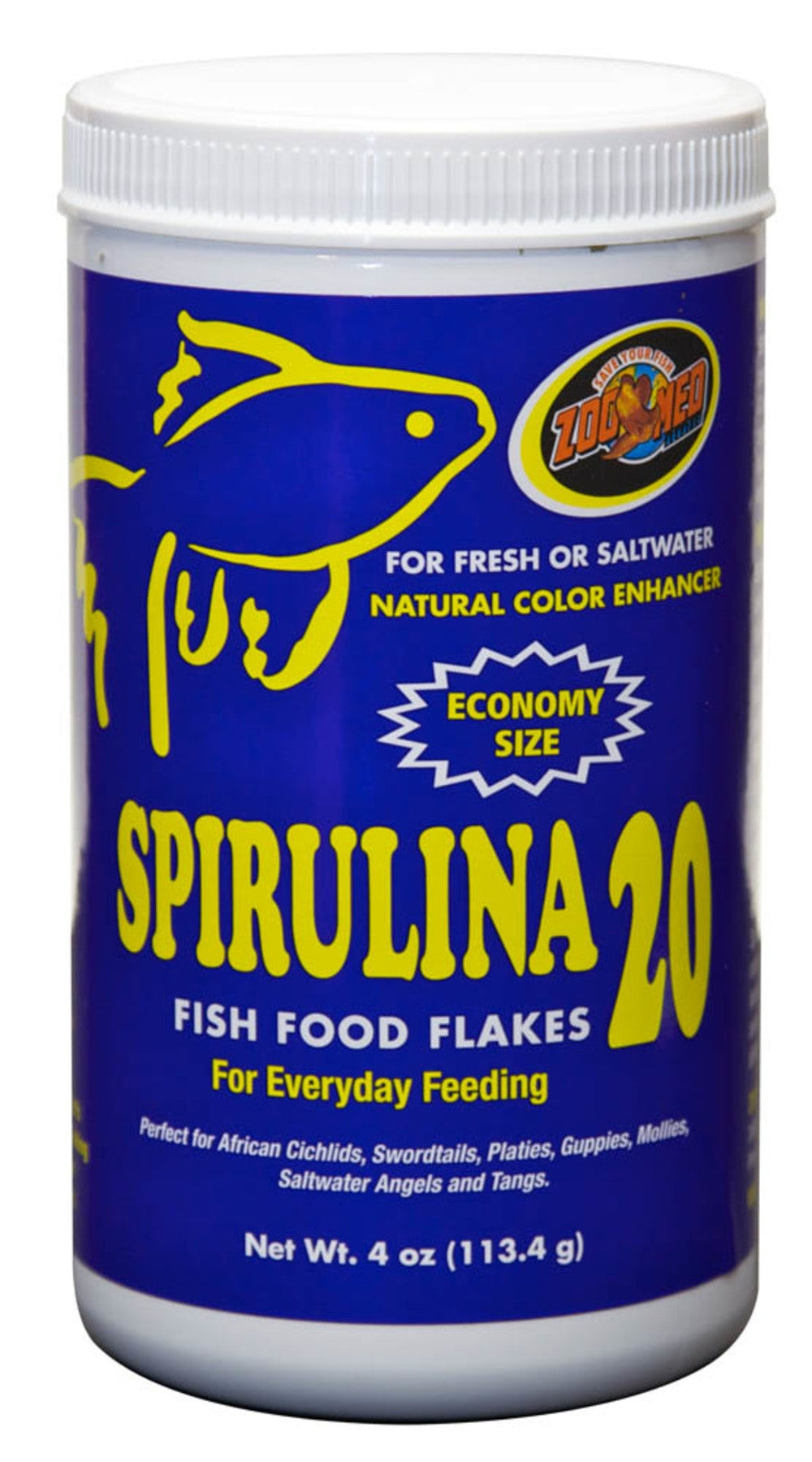 Zoo Med Spirulina 20 Flakes Fish Food 1ea/4 oz fish food Zoo Med Aquatic