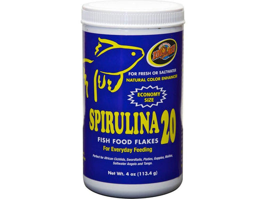 Zoo Med Spirulina 20 Flakes Fish Food 1ea/4 oz fish food Zoo Med Aquatic