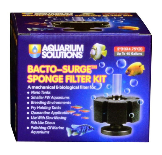 Aquarium Solutions Bacto-Surge Biological Action Sponge Filter Black, Small Fish Supplies Aquarium Solutions