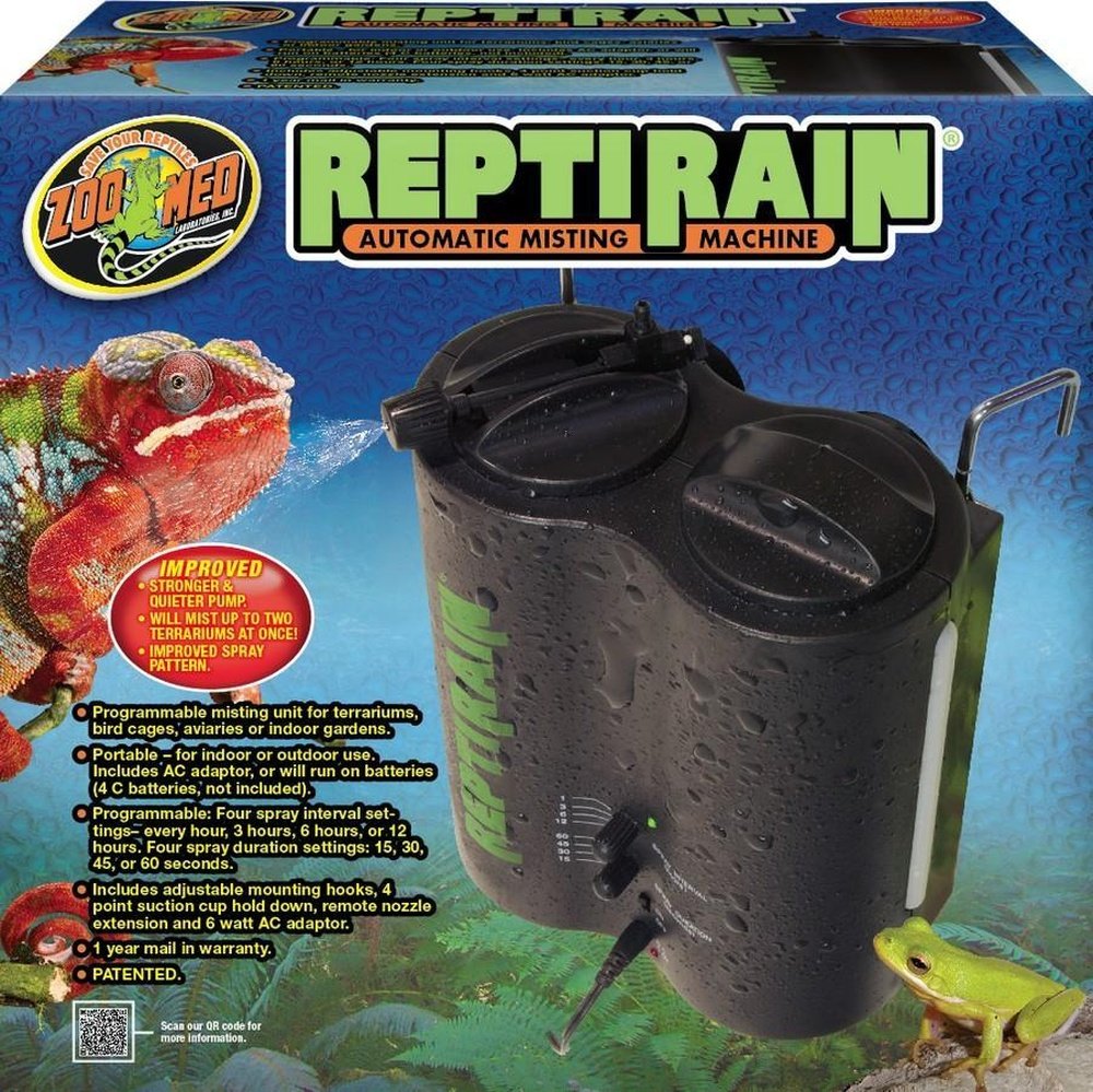 Keep your pet reptile or amphibian well hydrated with the Zoo Med Repti Rain Automatic Misting Machine, available at Reptile Supply!